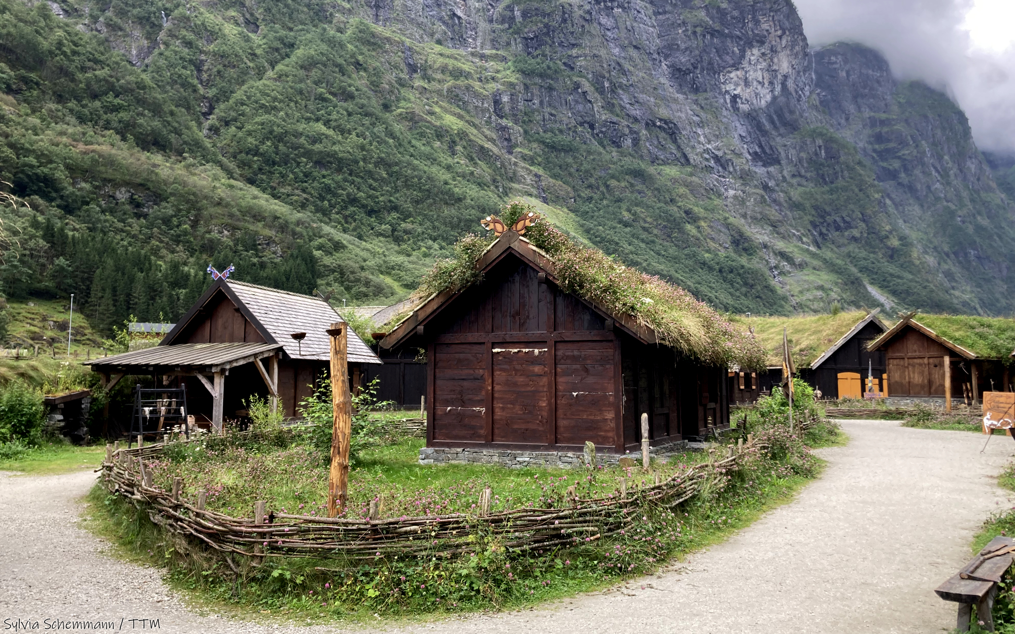 Holzhäuser mit Grasdächern in Gudvangen, Norwegen
Wikinger Norwegen