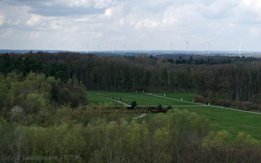 Blick auf den Archäologischen Park vom Turm aus, Varusschlacht-Museum und Archäologischer Park Kalkriese, Niedersachsen